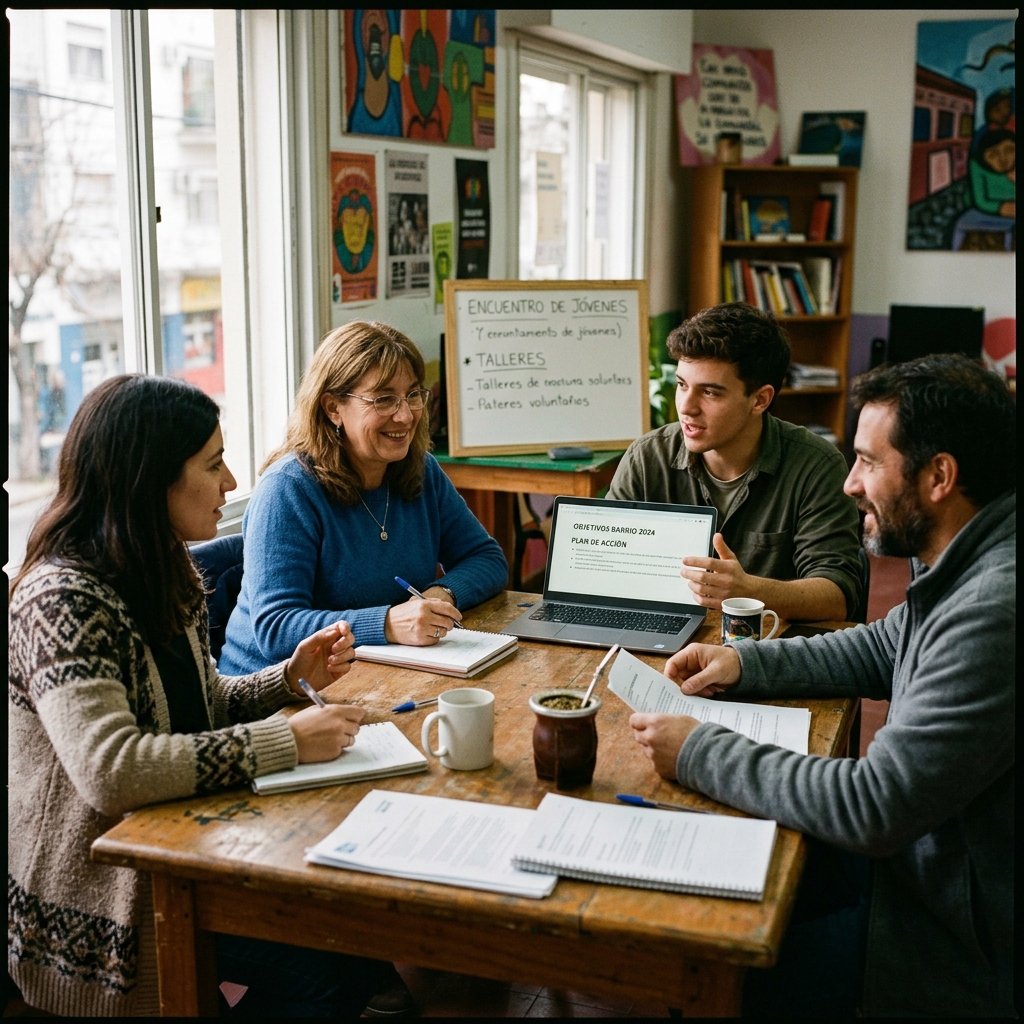 Equipo de la Asociación Progreso y Filantropía Social en reunión de trabajo